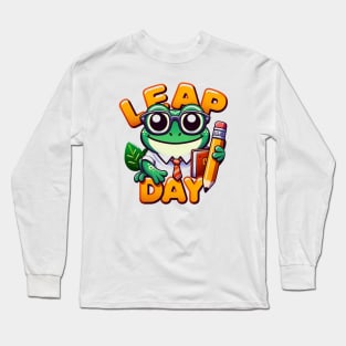 Happy Leap Day Teacher, Leap Into Reading Leap Day 2024 Long Sleeve T-Shirt